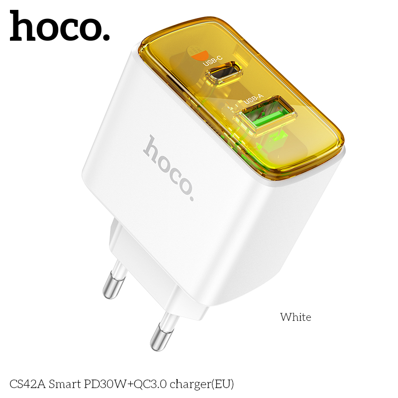 Cóc sạc nhanh 30w HOCO CS42A (1 cổng type-c vs 1 cổng usb) PD QC3.0 chính hãng [BH 1 năm]