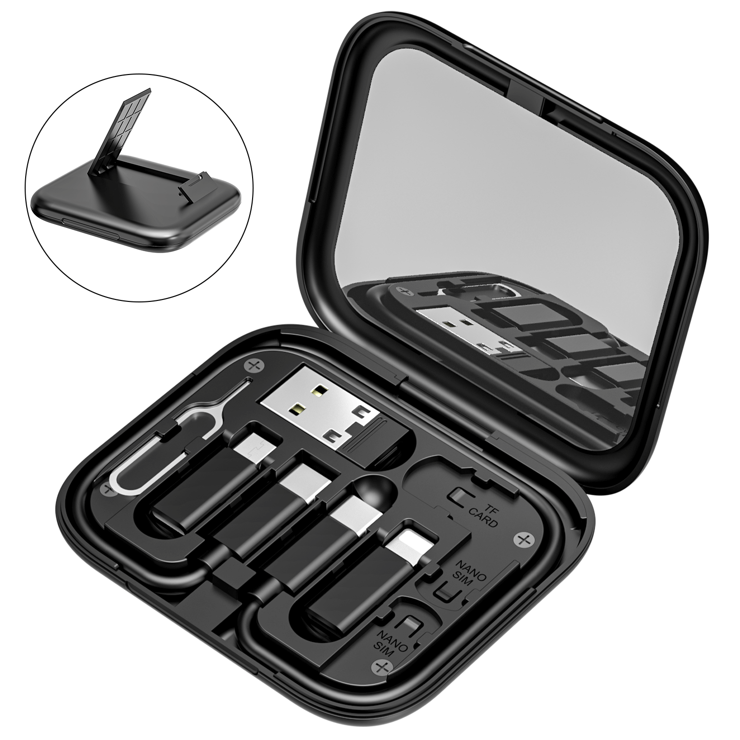 Cáp sạc nhanh 60w 3A HOCO U114 đa năng full bộ hộp đựng 4 cổng iPhone Lightning, Type C, Samsung Micro chuyển đổi thay thế linh hoạt chính hãng [BH 1 năm]