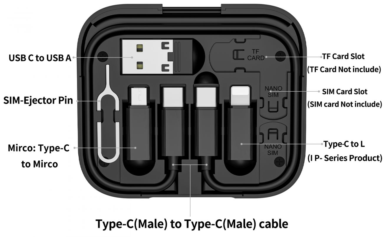 Cáp sạc nhanh 60w 3A HOCO U114 đa năng full bộ hộp đựng 4 cổng iPhone Lightning, Type C, Samsung Micro chuyển đổi thay thế linh hoạt chính hãng [BH 1 năm]