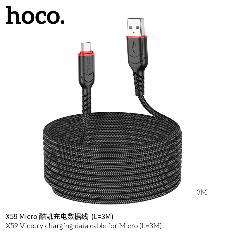 Cáp sạc nhanh micro 3m HOCO X59 (usb ra samsung 3 mét) chính hãng [BH 1 năm]