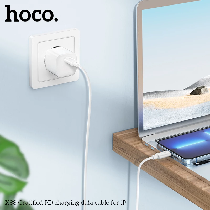 Cáp sạc nhanh 20w HOCO X88 (c-l 1m) PD (Type C ra iPhone Lightning) 1 mét chính hãng [BH 1 năm]