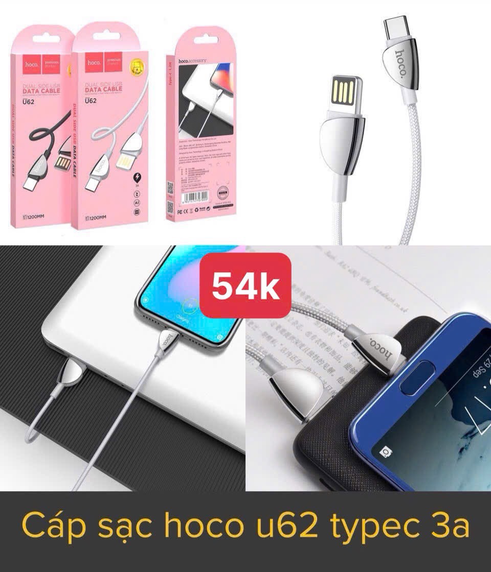 Cáp sạc 3A truyền dữ liệu HOCO U62 TYPE C (usbA-Type c; a-c)