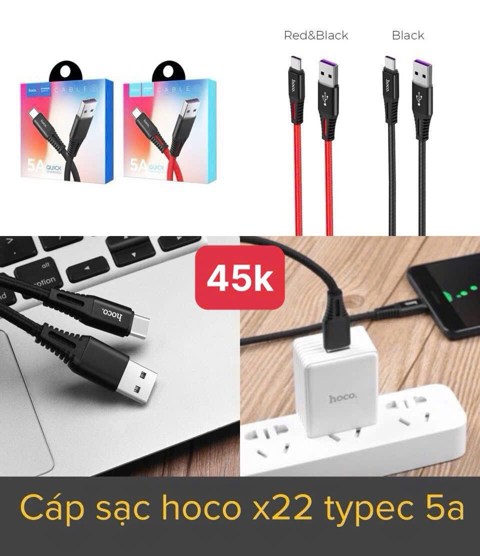Cáp sạc nhanh 5A  QUICK HOCO X22 type  c (usbA- type c, a-c)