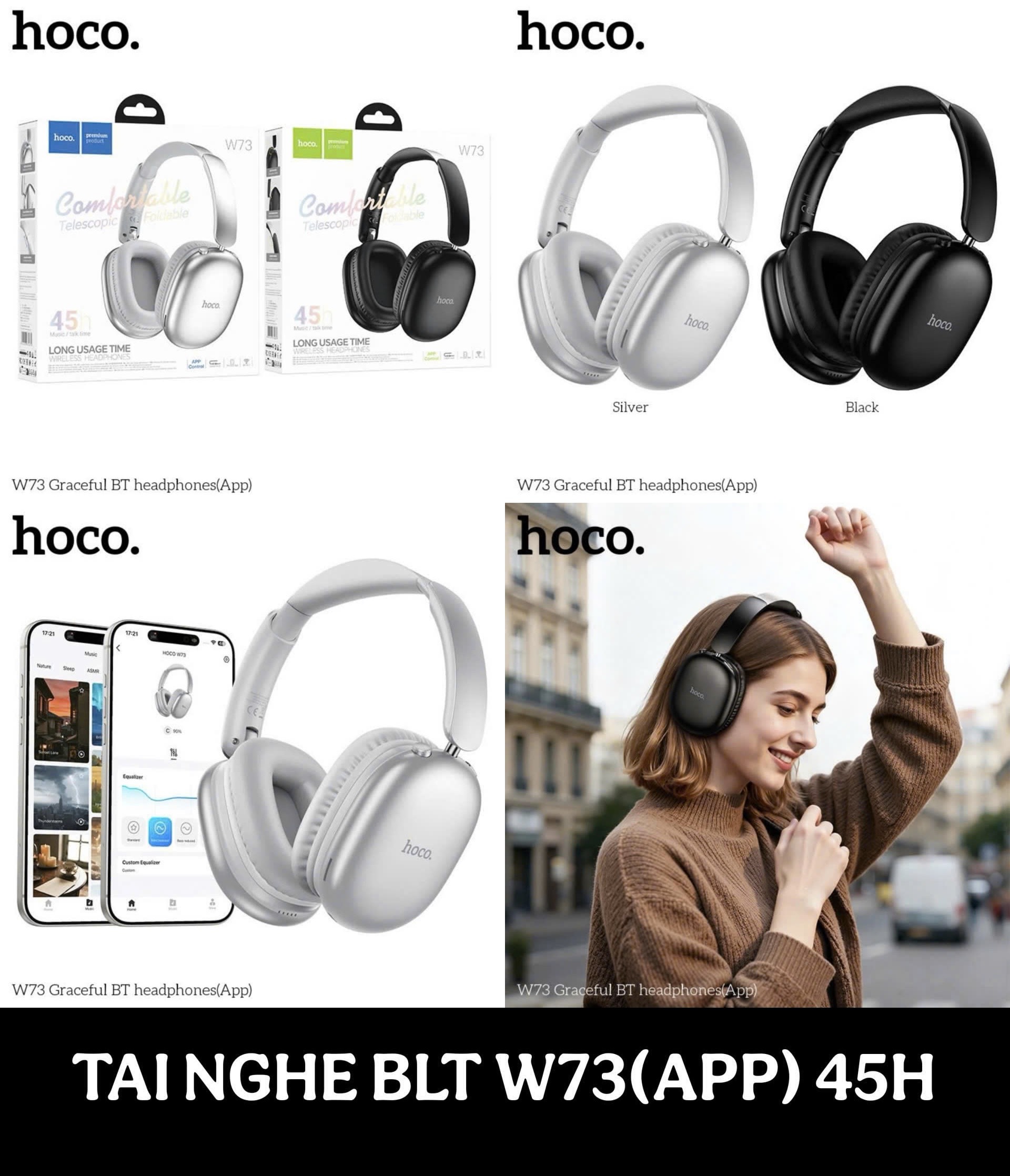 Tai nghe bluetooth chụp tai Hoco W73 (APP) (headphone)