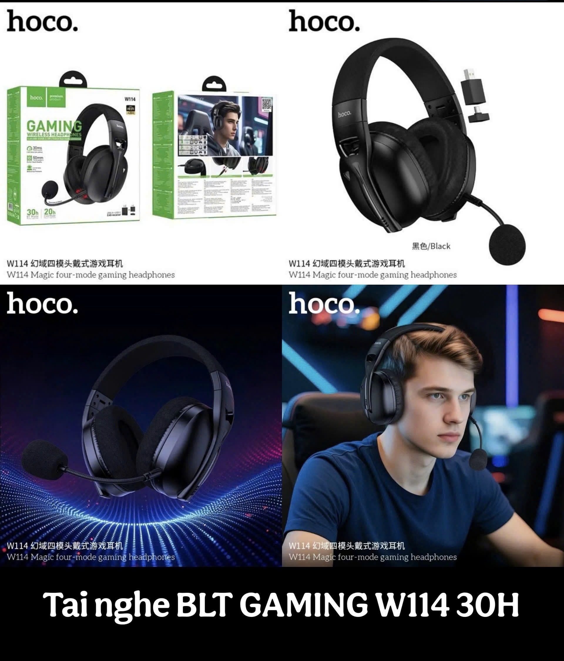 Tai nghe Bluetooth chụp tai Hoco W114 GAMING (headphone)