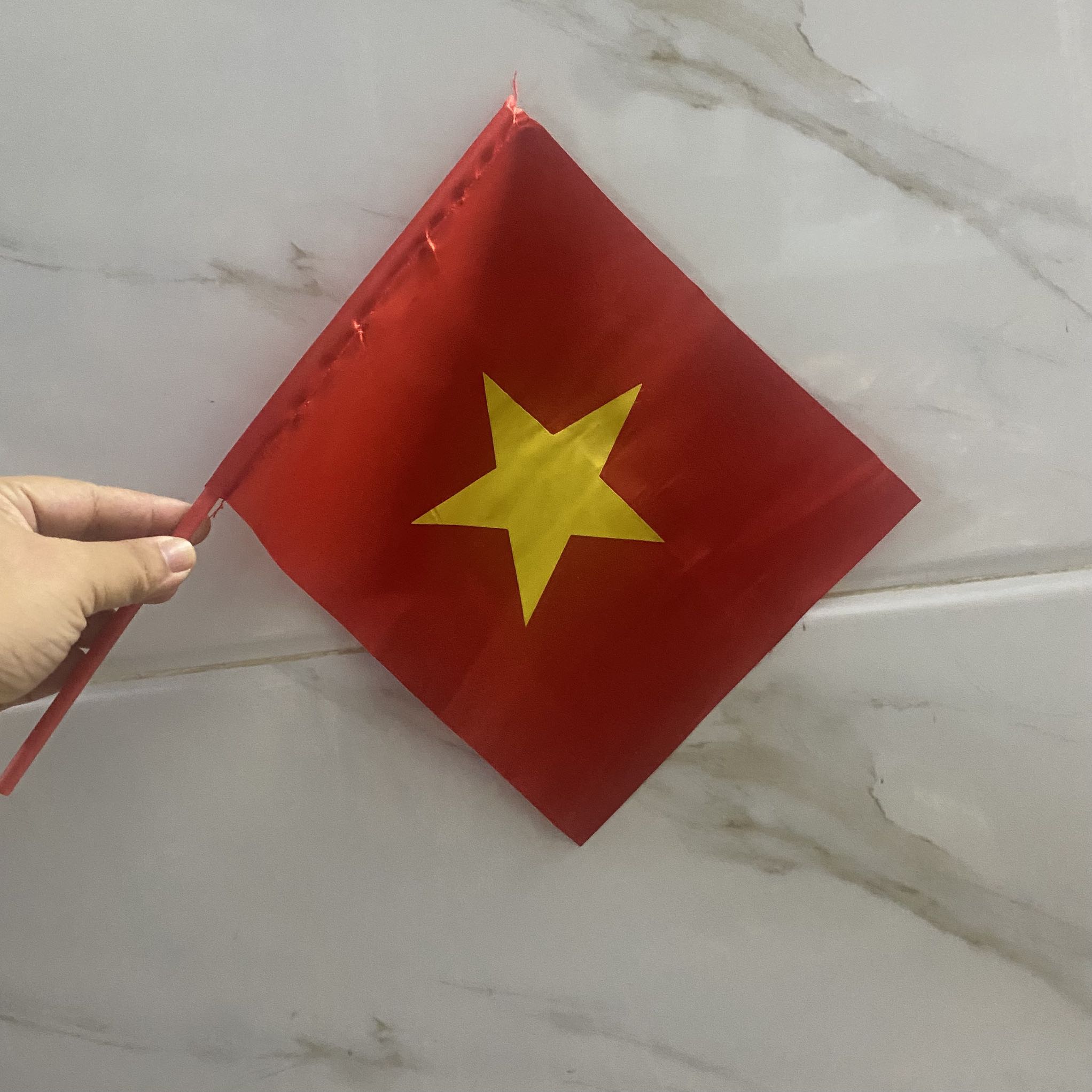 Lá cờ cổ vũ Việt Nam chiến thắng cây ngắn 22x19cm / pktn sale