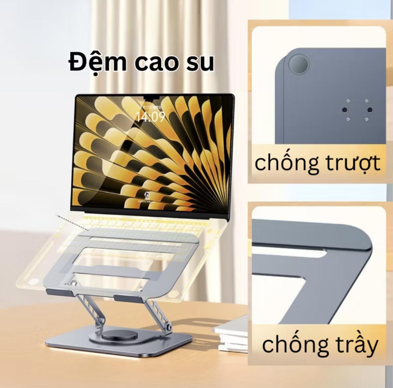 Giá đỡ điện thoại, laptop, ipad máy tính bảng Laptop SG-19 thiết kế mới đế xoay 360 độ siêu tiện lợi