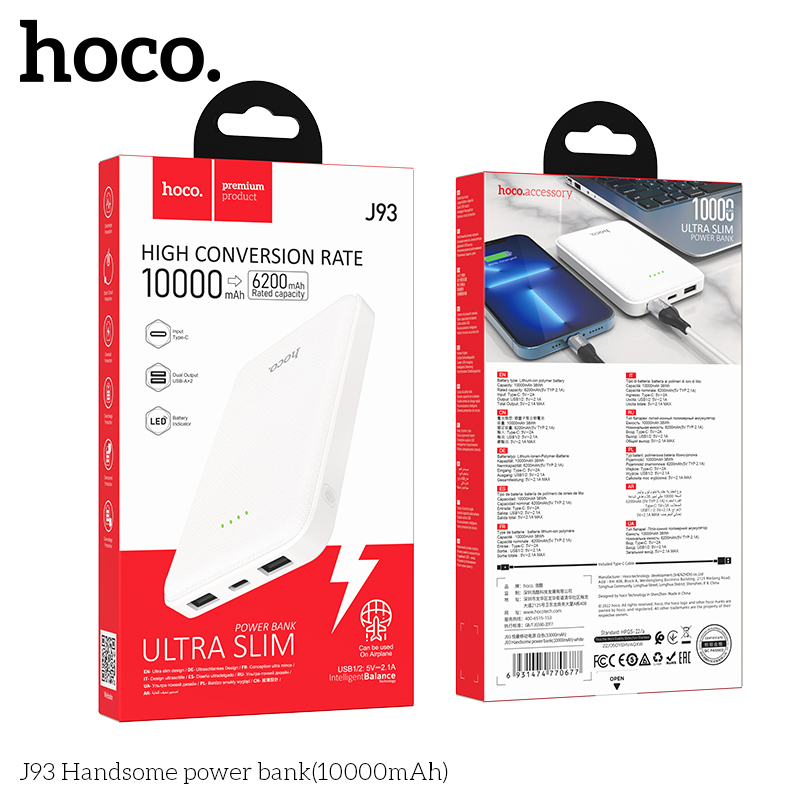 Pin sạc dự phòng HOCO J93 10.000mAh chính hãng [BH 1 năm]