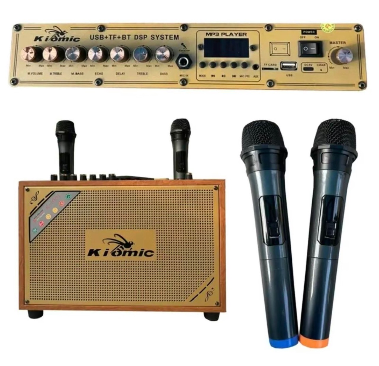 Loa kéo xách tay Kiomic K1001 kèm 2 mic không dây mẫu mới siêu hay