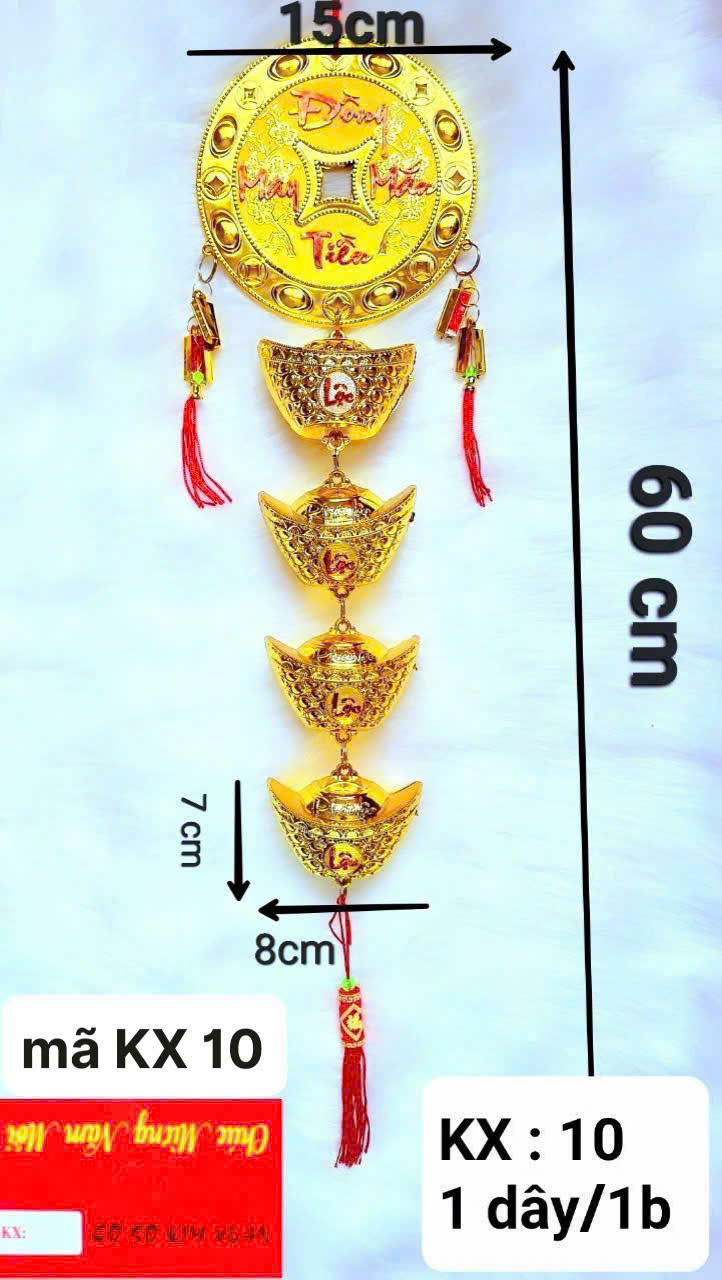 1 Chùm đồng xu KÈM THỎI VÀNG KX10 treo cửa trang trí Tết, decor siêu đẹp [BH: NONE]