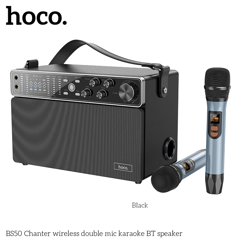 Loa bluetooth karaoke Hoco BS50 chính hãng tặng kèm 2 micro không dây [BH: 1 NĂM]