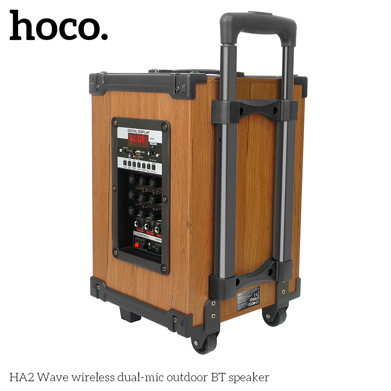 Loa kéo hát karaoke HOCO HA2 có đèn led LOVE MUSIC chính hãng bluetooth tặng kèm 2 micro không dây [BH: 1 NĂM]