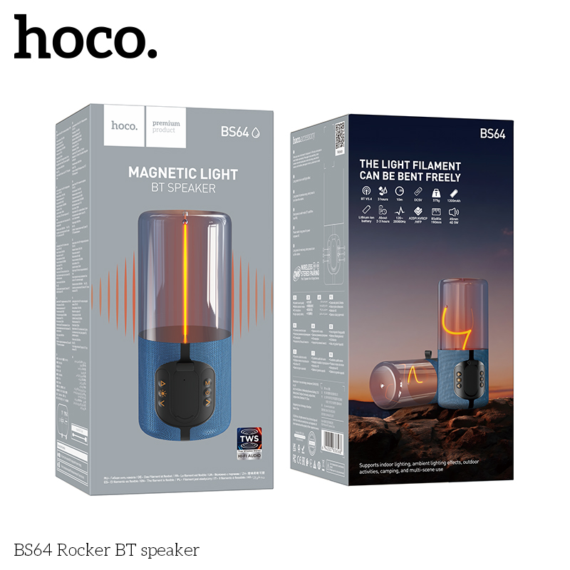 Loa bluetooth Hoco BS64 trong suốt có led siêu đẹp chính hãng [BH 1 Năm]