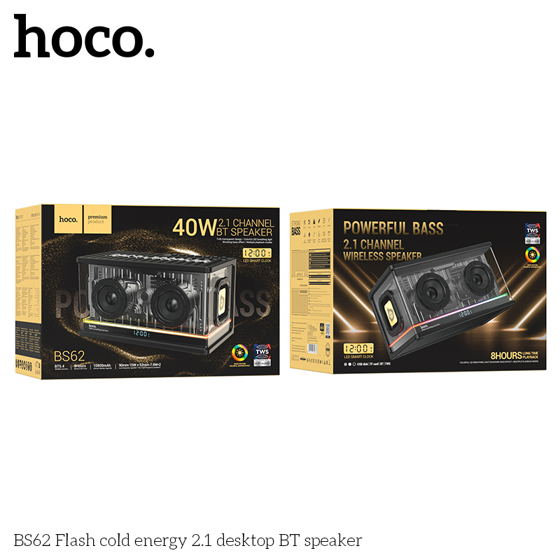 Loa bluetooth để bàn HOCO BS62 mẫu loa trong suốt kèm đèn led siêu đẹp [Bh 1 Năm]