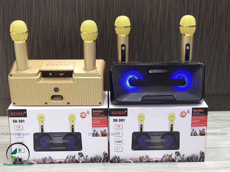 Loa bluetooth karaoke SDRD SD-301 kèm 2 micro không dây siêu hay [BH 6 tháng]