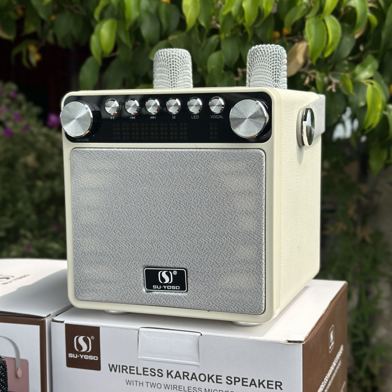 Loa bluetooth karaoke YOSD YS-601 kèm 2 micro không dây siêu đẹp cực hay xách tay chính hãng [BH 6 tháng]