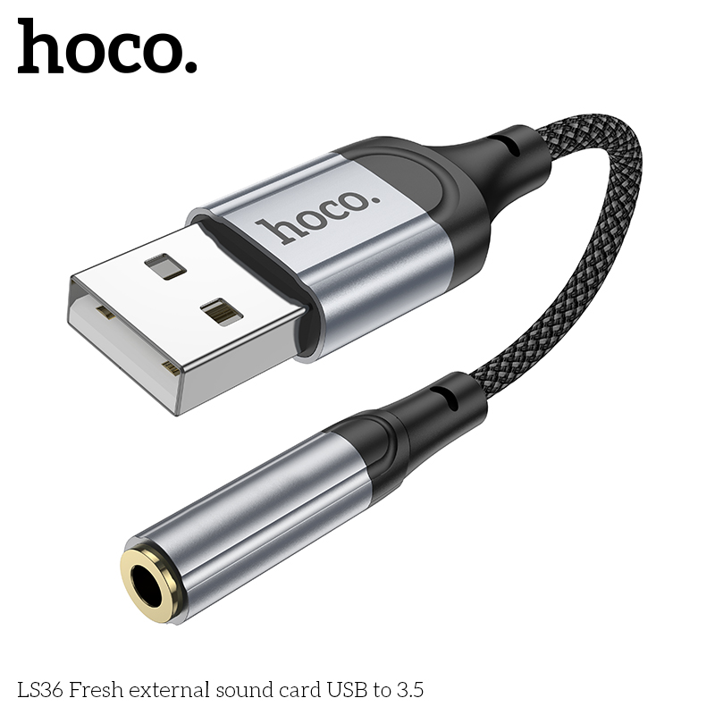 Jack chuyển đổi Hoco LS36 USB RA 3.5 chính hãng [BH: 1 NĂM]