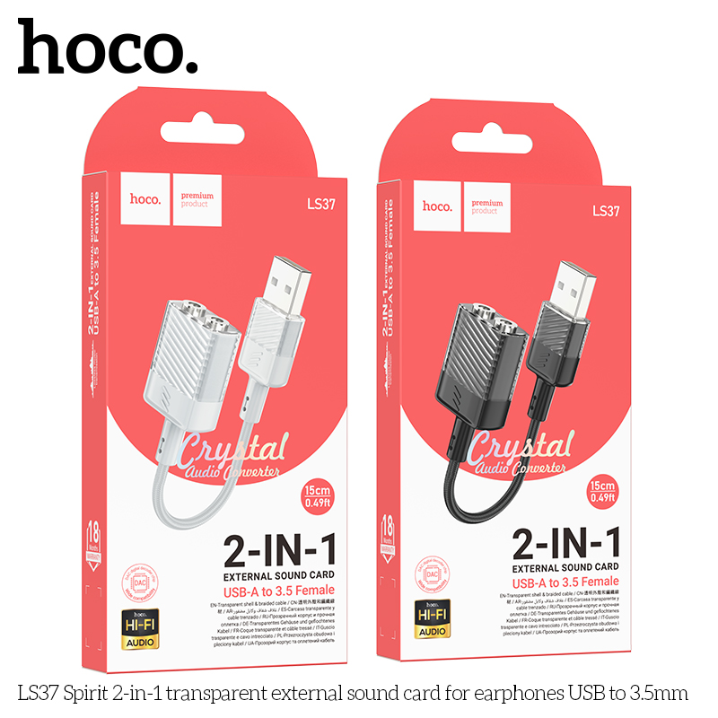 Cáp chuyển LS37 Spirit 2in1 cho tai nghe USB ra cổng 3.5 [BH: 1 năm]