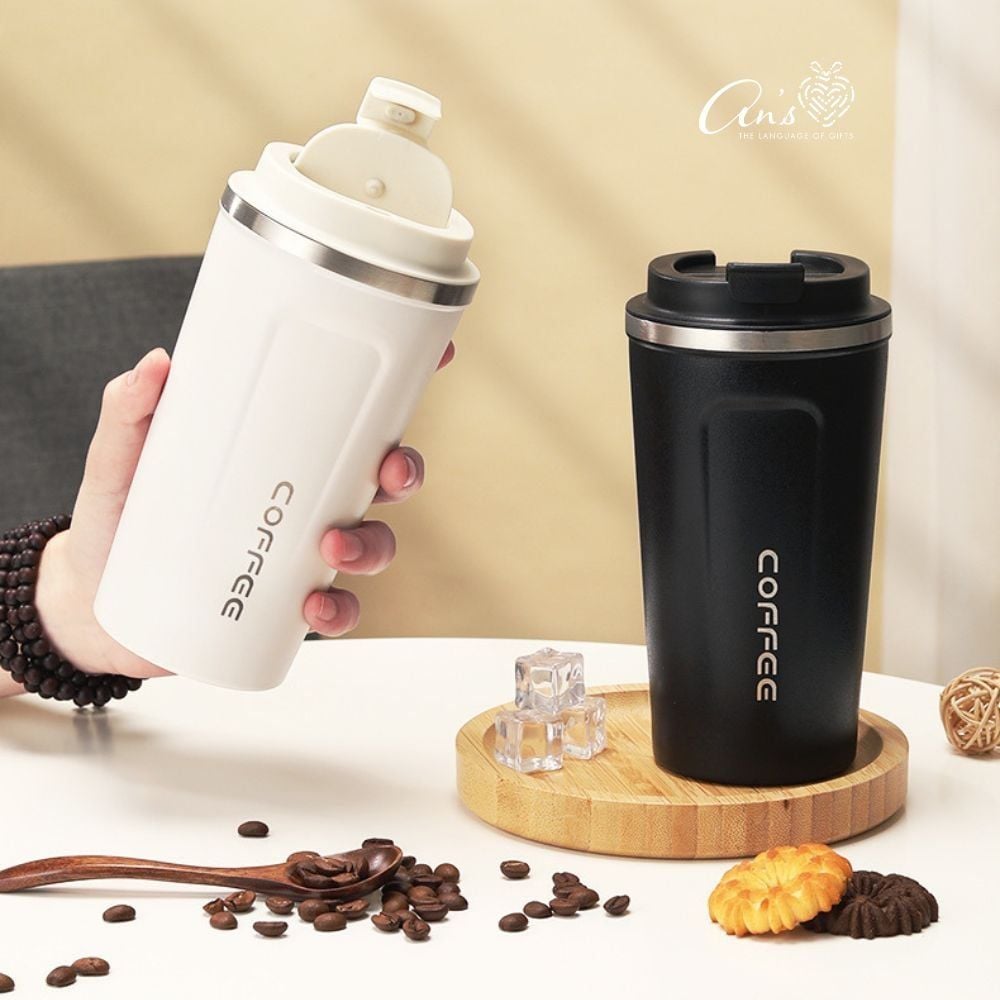Ly giữ nhiệt lõi inox 304 510ml Vacuum cup "Water is the Source of Life" chữ Coffee nhựa nhám