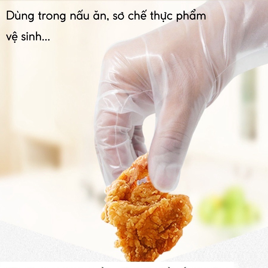 Bao tay cao su siêu dai trong suốt hộp 100pcs  (găng tay TPE) Victoria Bay làm bếp