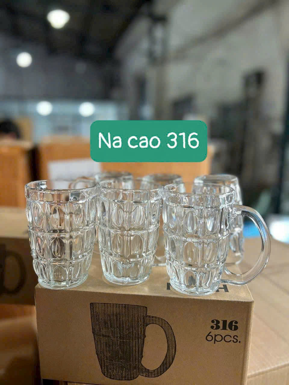 Hộp 6 Ly thủy tinh uống Bia, nước lọc, trà đá Na Cao 316 [BH: NONE]