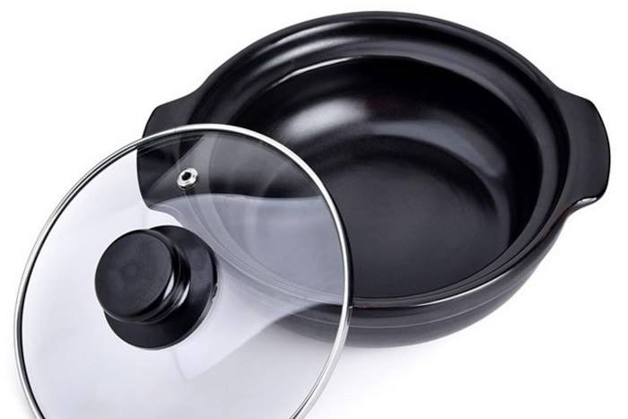 Nồi đất nắp kính chịu nhiệt 8 inch ~ 1.8L dùng kho cá, ăn mì cay tiện lợi