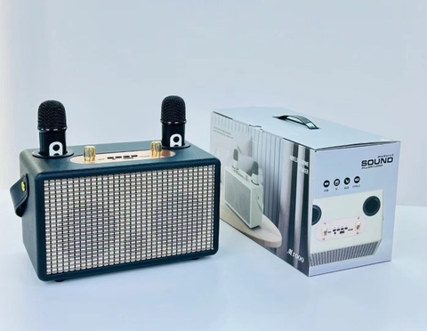 Loa bluetooth Karaoke mini M1000 có quai xách, tặng kèm 2 micro không dây [BH: 6 tháng]