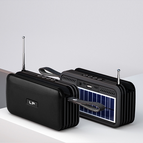 Loa Bluetooth kiêm đài FM LPV-61 sạc năng lượng mặt trời, có anten, quai xách [BH: 3 Tháng]