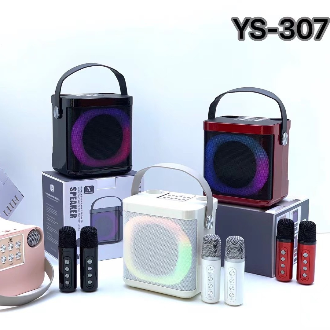 Loa bluetooth karaoke YOSD YS-307 kèm 2 micro không dây có đèn led 7 màu siêu đẹp cực hay xách tay chính hãng [BH 6 tháng]