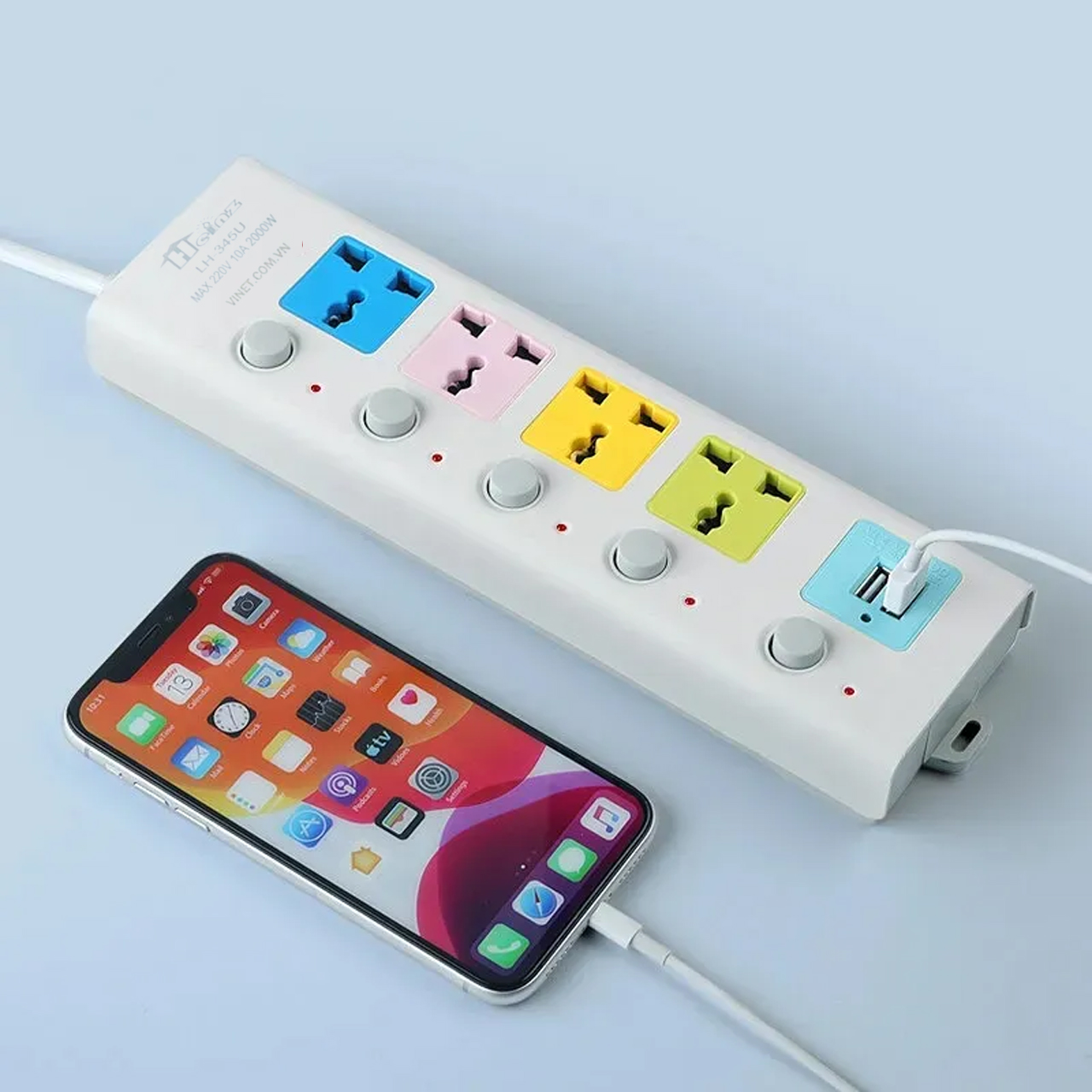 Ổ ĐIỆN B40 dây dài 2m-3m  (4 chấu cắm 3 lỗ+ 2 cổng usb) [BH 1 tuần]
