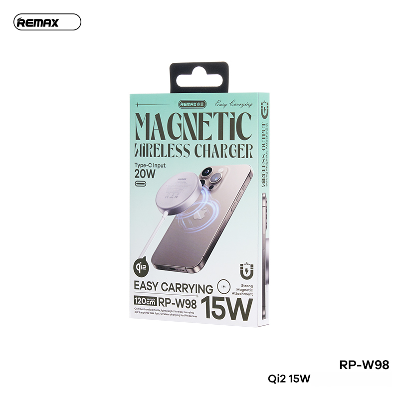 Đế sạc nhanh không dây REMAX RP-W98 Manetic 15W Qi2 chính hãng [BH 1 năm]