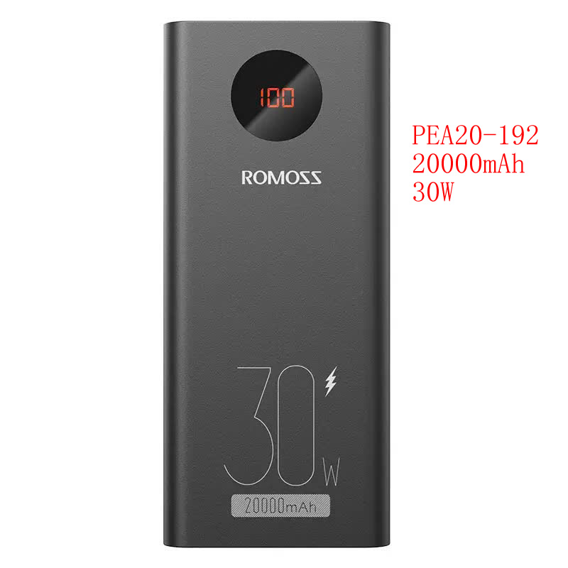 Pin sạc dự phòng ROMOSS PEA20 20000mAh sạc nhanh 30w kèm đèn led hiển thị phần trăm pin siêu đẹp