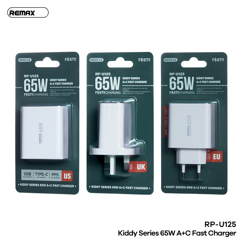 Cóc Sạc Nhanh 65w REMAX RP-U125 1 cổng USB + 1 cổng TYPE C Chính Hãng [BH 1 NĂM]