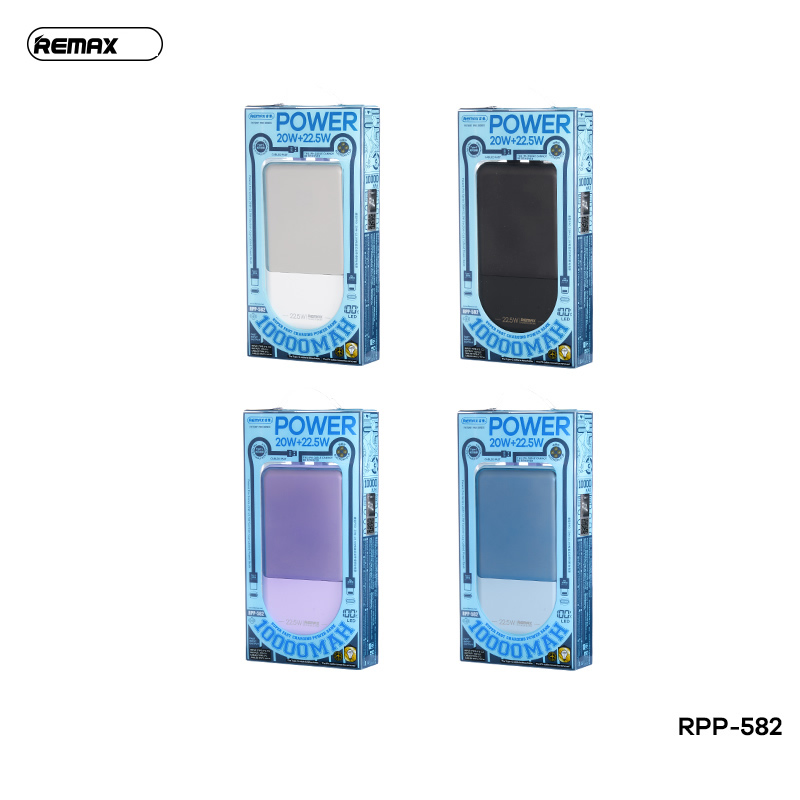 Pin sạc nhanh 22.5w REMAX RPP-582 10.000mAh dự phòng kèm cáp liền pin, đế hít chính hãng PD QC3.0 [BH 1 năm]
