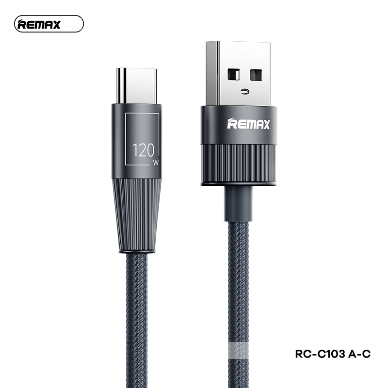 Cáp sạc nhanh 120W REMAX RC-C103 (usb ra Type C) dây dù chính hãng [BH 1 năm]