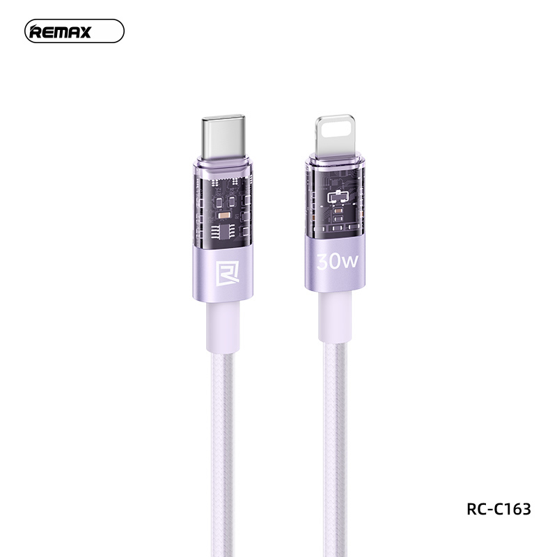 Cáp sạc nhanh 30W REMAX RC-C163 (c-l 1.2m) type c ra iphone lightning dây dù chính hãng [BH 1 năm]