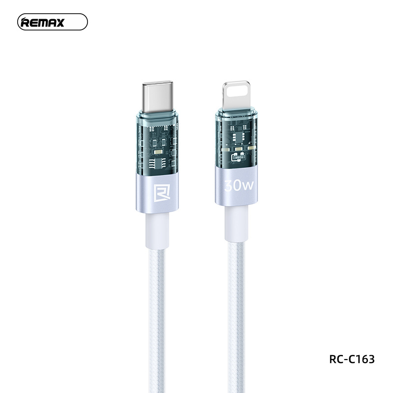 Cáp sạc nhanh 30W REMAX RC-C163 (c-l 1.2m) type c ra iphone lightning dây dù chính hãng [BH 1 năm]