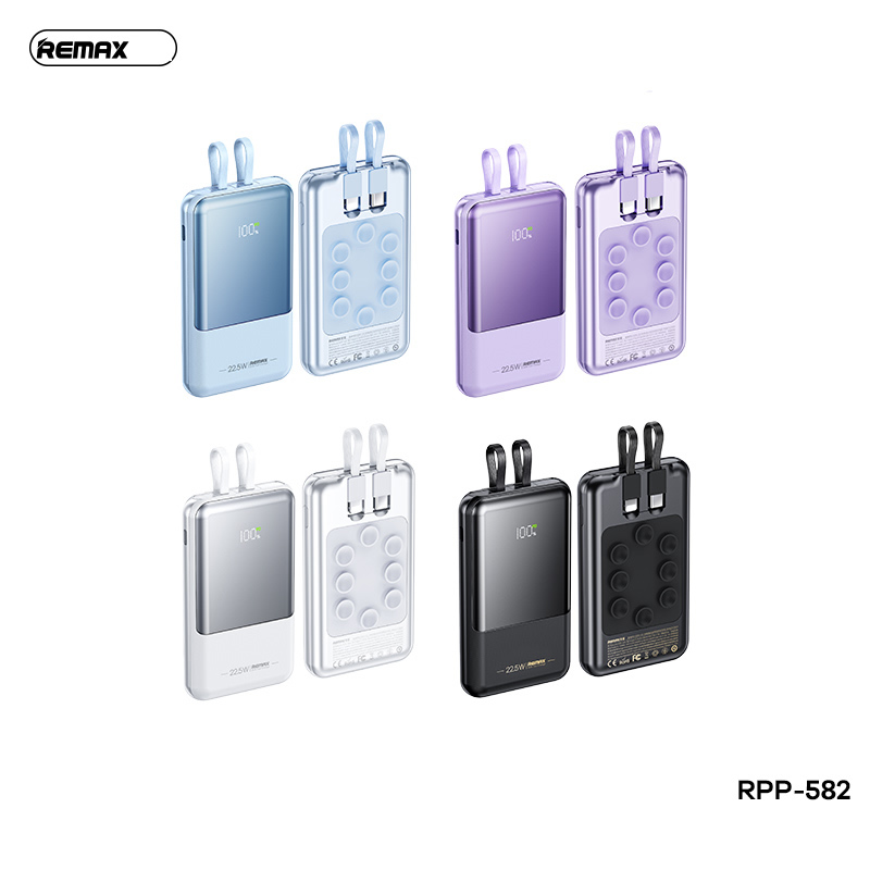 Pin sạc nhanh 22.5w REMAX RPP-582 10.000mAh dự phòng kèm cáp liền pin, đế hít chính hãng PD QC3.0 [BH 1 năm]
