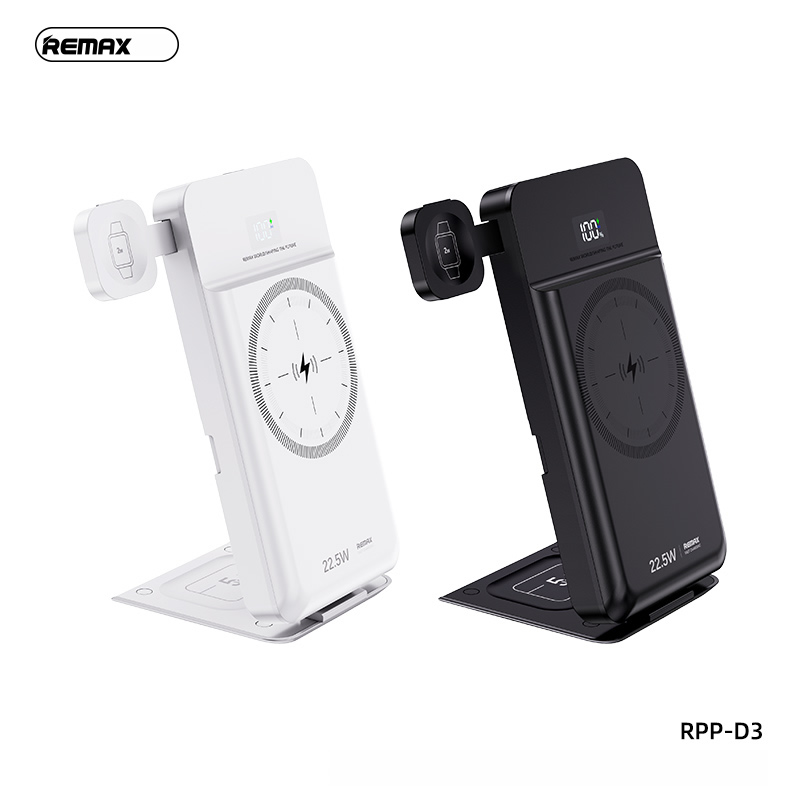 Pin sạc nhanh không dây 22.5w 5in1 REMAX RPP-D3 10.000mAh chính hãng (sạc điện thoại, airpods, đồng hồ apple watch,...) [BH 1 năm]