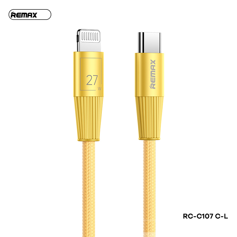 Cáp sạc nhanh 27W REMAX RC-C107 (c-l) type c ra iphone lightning dây dù chính hãng [BH 1 năm]