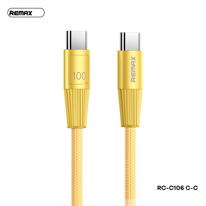 Cáp sạc nhanh 100W REMAX RC-C106 (c-c) 2 đầu Type-C ra TypeC dây dù chính hãng [BH 1 năm]