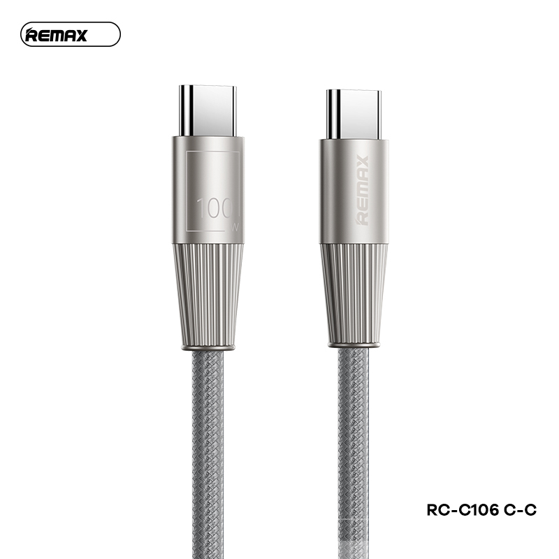 Cáp sạc nhanh 100W REMAX RC-C106 (c-c) 2 đầu Type-C ra TypeC dây dù chính hãng [BH 1 năm]