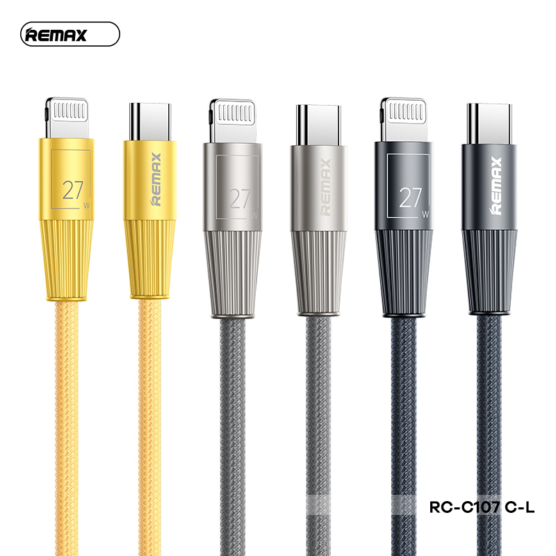 Cáp sạc nhanh 27W REMAX RC-C107 (c-l) type c ra iphone lightning dây dù chính hãng [BH 1 năm]