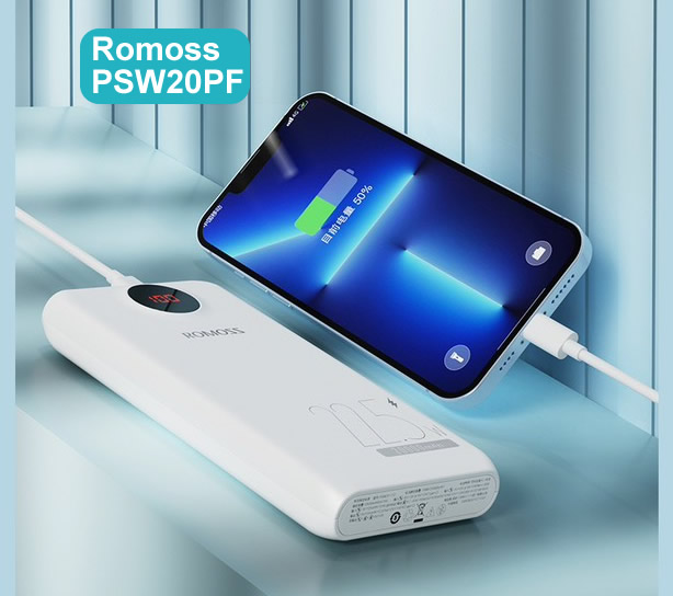 Pin sạc nhanh 22.5w ROMOSS PSW20PF 20.000mAh dự phòng QC3.0+PD 22.5W chính hãng [BH: 12 Tháng]