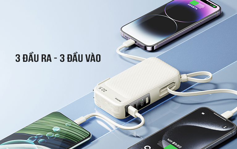 Pin sạc nhanh 22.5w REMAX RPP-105 10.000mAh dự phòng kèm cáp liền pin, sạc ổ điện chính hãng [BH 1 Năm]