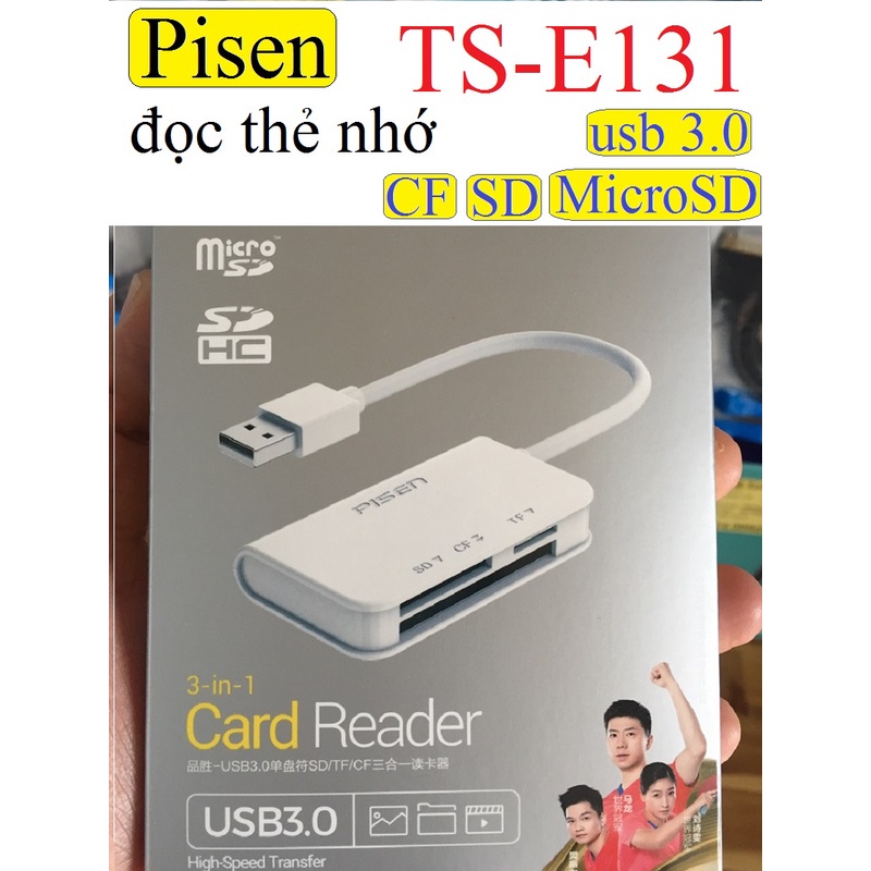 Đọc thẻ USB3.0 3 trong 1 One-Drive PISEN TS-E131 CF/ SD / TF chính hãng [BH 1 năm]