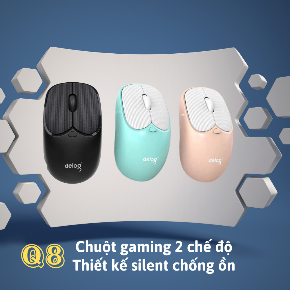 Chuột không dây bluetooth Deiog Q8 tích hợp USB 2.4GHZ silent chính hãng [BH 1 năm]