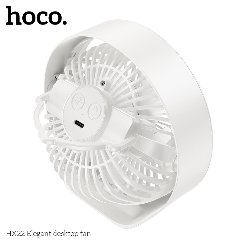 Quạt để bàn Hoco HX22 tích điện, pin 1800mAh chính hãng (135*135*64mm) [BH: 1 NĂM]
