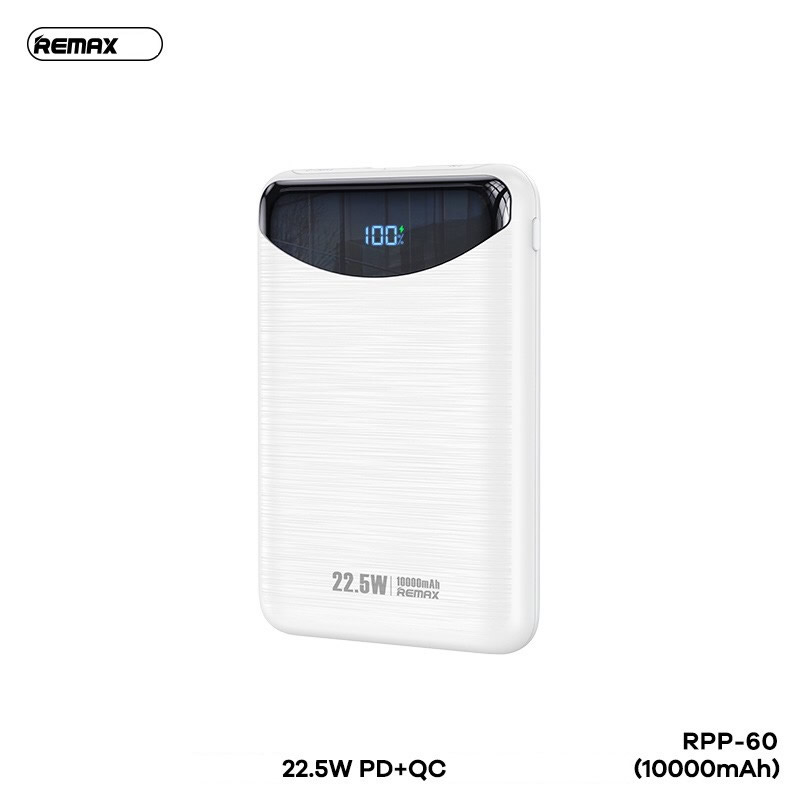 Pin sạc nhanh 22.5W REMAX RPP-60 10.000mAh dự phòng siêu mỏng gọn PD QC3.0 chính hãng [BH 1 năm]