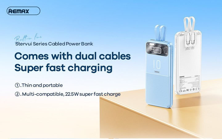 Pin sạc nhanh 22.5w Remax RPP-619 10.000mAh dự phòng PD QC3.0 chính hãng, kèm cáp liền pin, trong suốt lộ mạch [BH 1 năm]